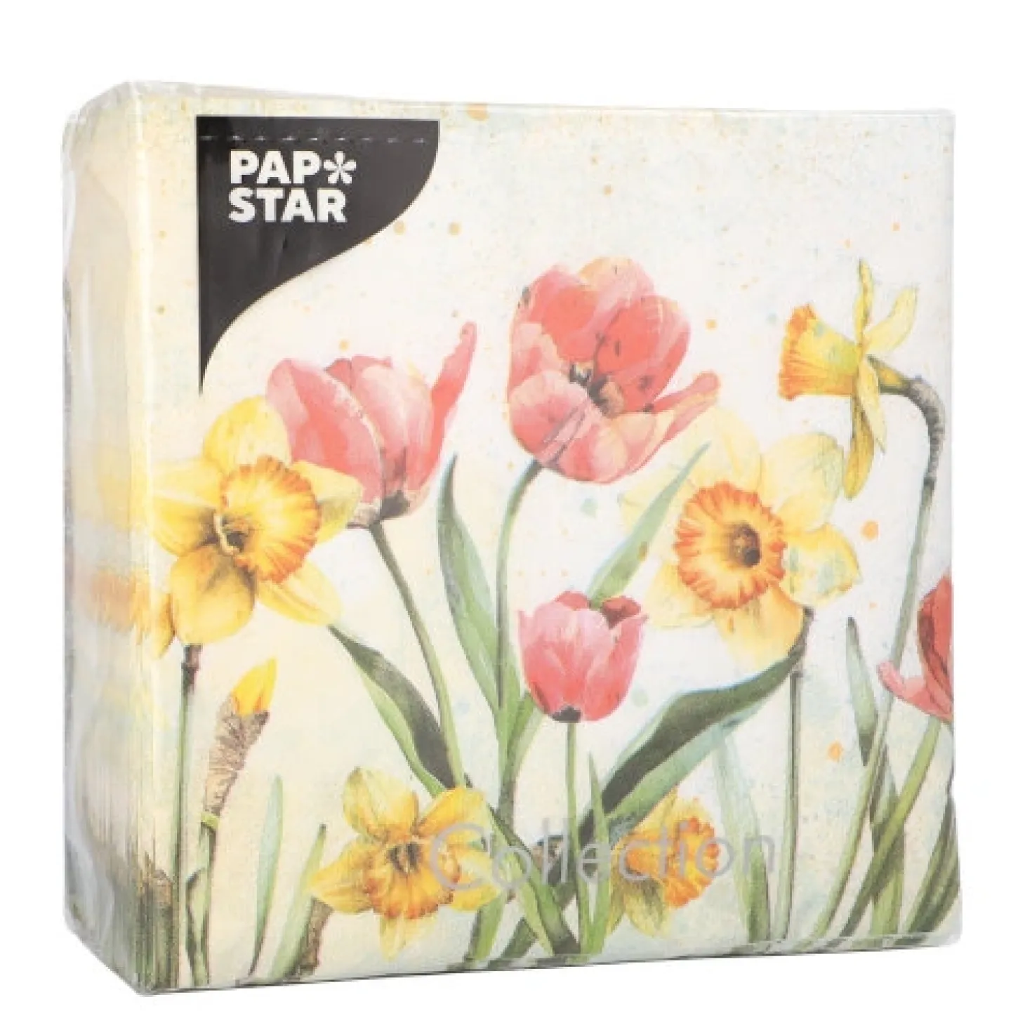 PAPSTAR Servietten, 3-lagig 1/4-Falz 33 cm x 33 cm "Tulips & Daffodils"