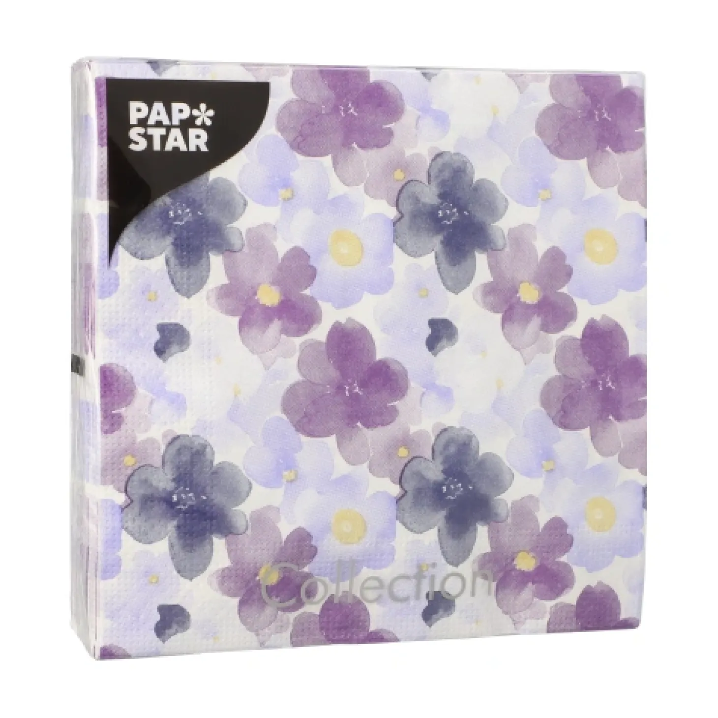 PAPSTAR Servietten, 3-lagig 1/4-Falz 33 cm x 33 cm "Aquarell Flowers", 10 x 20 Stück