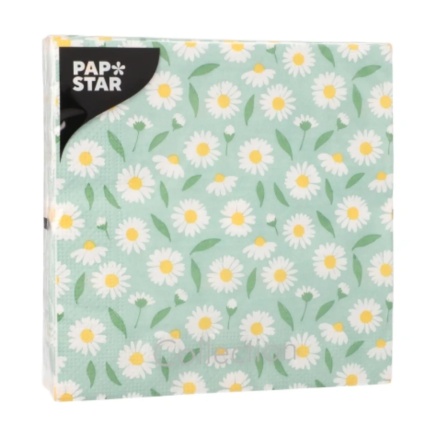 PAPSTAR Servietten, 3-lagig 1/4-Falz 33 cm x 33 cm "Lots of Daisies", 10 x 20 Stück