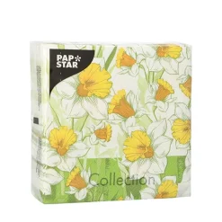 PAPSTAR Servietten, 3-lagig 1/4-Falz 25 cm x 25 cm "Narciso", 12 x 50 Stück