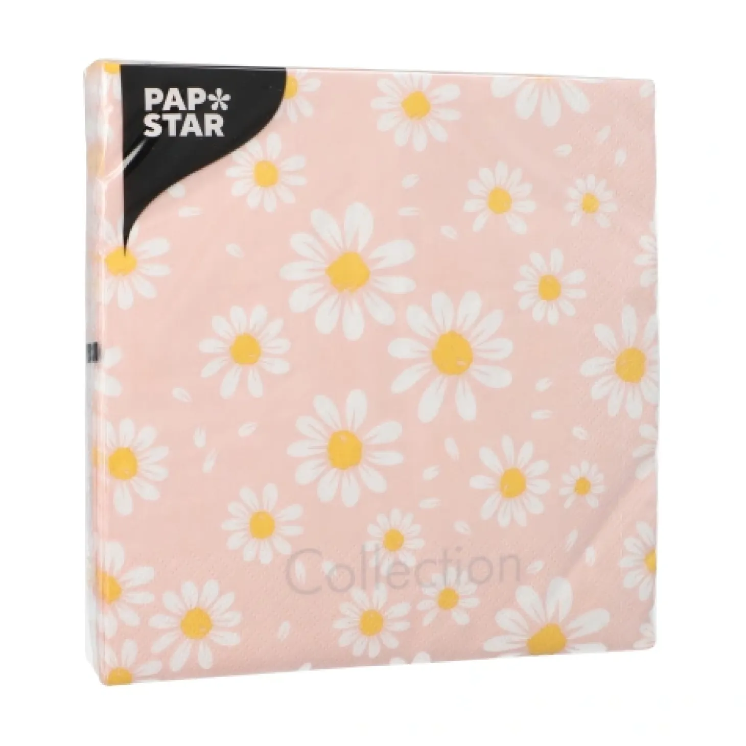 PAPSTAR Servietten, 3-lagig 1/4-Falz 33 cm x 33 cm "Daisies", 15 x 20 Stück