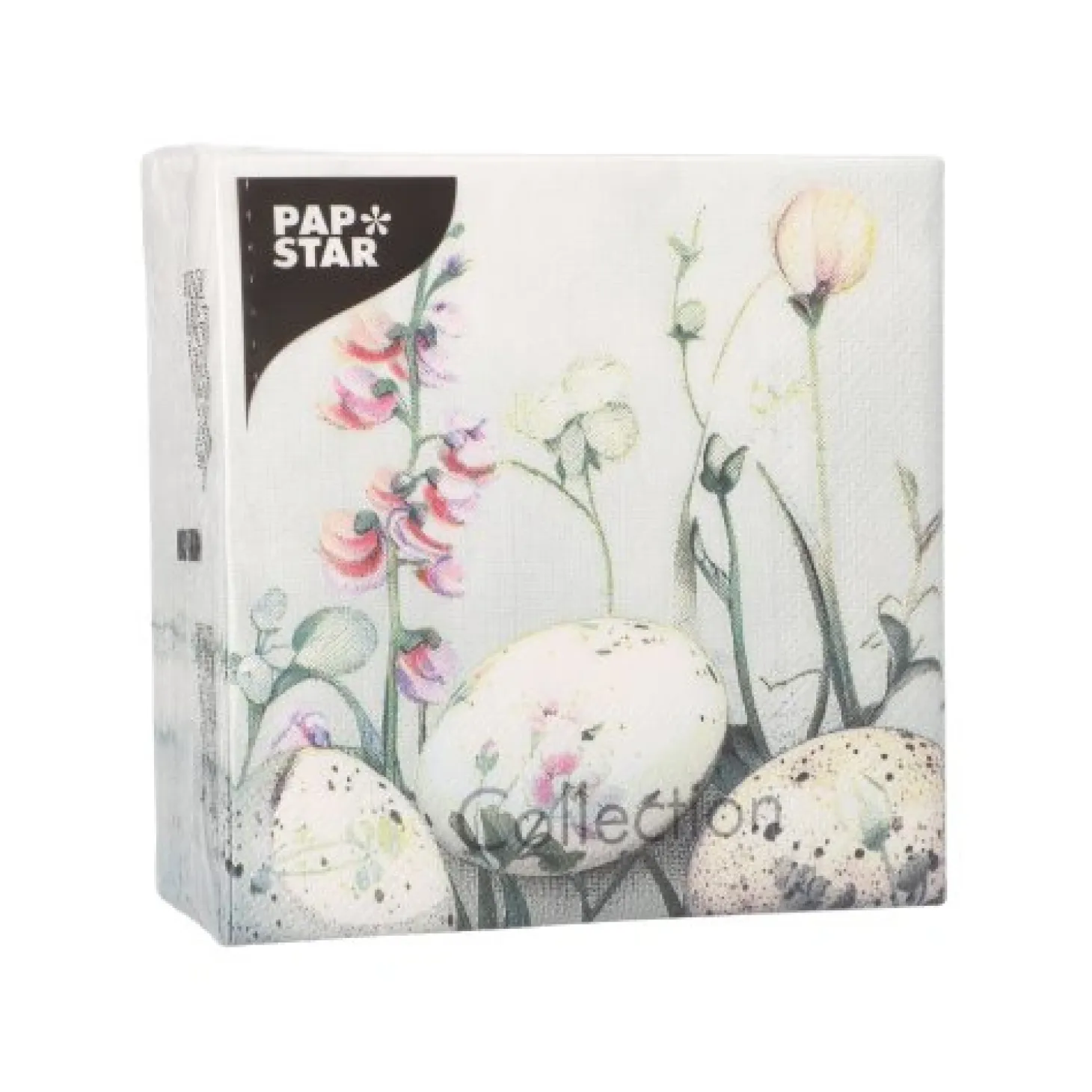 PAPSTAR Servietten, 3-lagig 1/4-Falz 25 cm x 25 cm "Pastell Eggs", 12 x 50 Stück