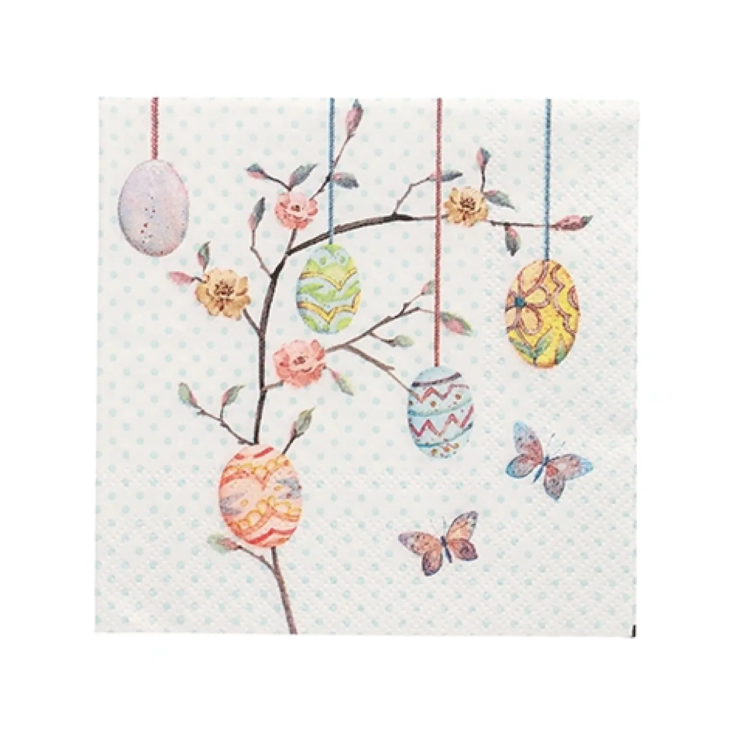 PAPSTAR Servietten, 3-lagig 1/4-Falz 25 cm x 25 cm "Easter Branch", 14 x 20 Stück