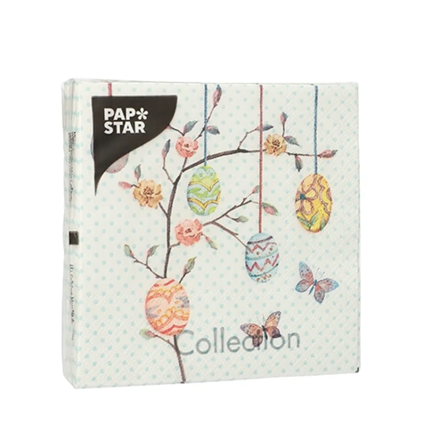 PAPSTAR Servietten, 3-lagig 1/4-Falz 25 cm x 25 cm "Easter Branch", 14 x 20 Stück