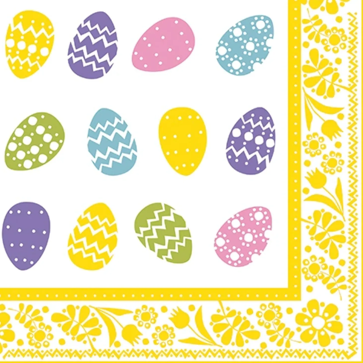 PAPSTAR Servietten, 3-lagig 1/4-Falz 40 cm x 40 cm "Coloured Eggs"