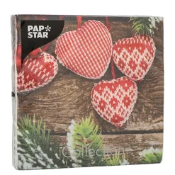 PAPSTAR Servietten, 3-lagig 1/4-Falz 33 cm x 33 cm "Mes Coeurs"