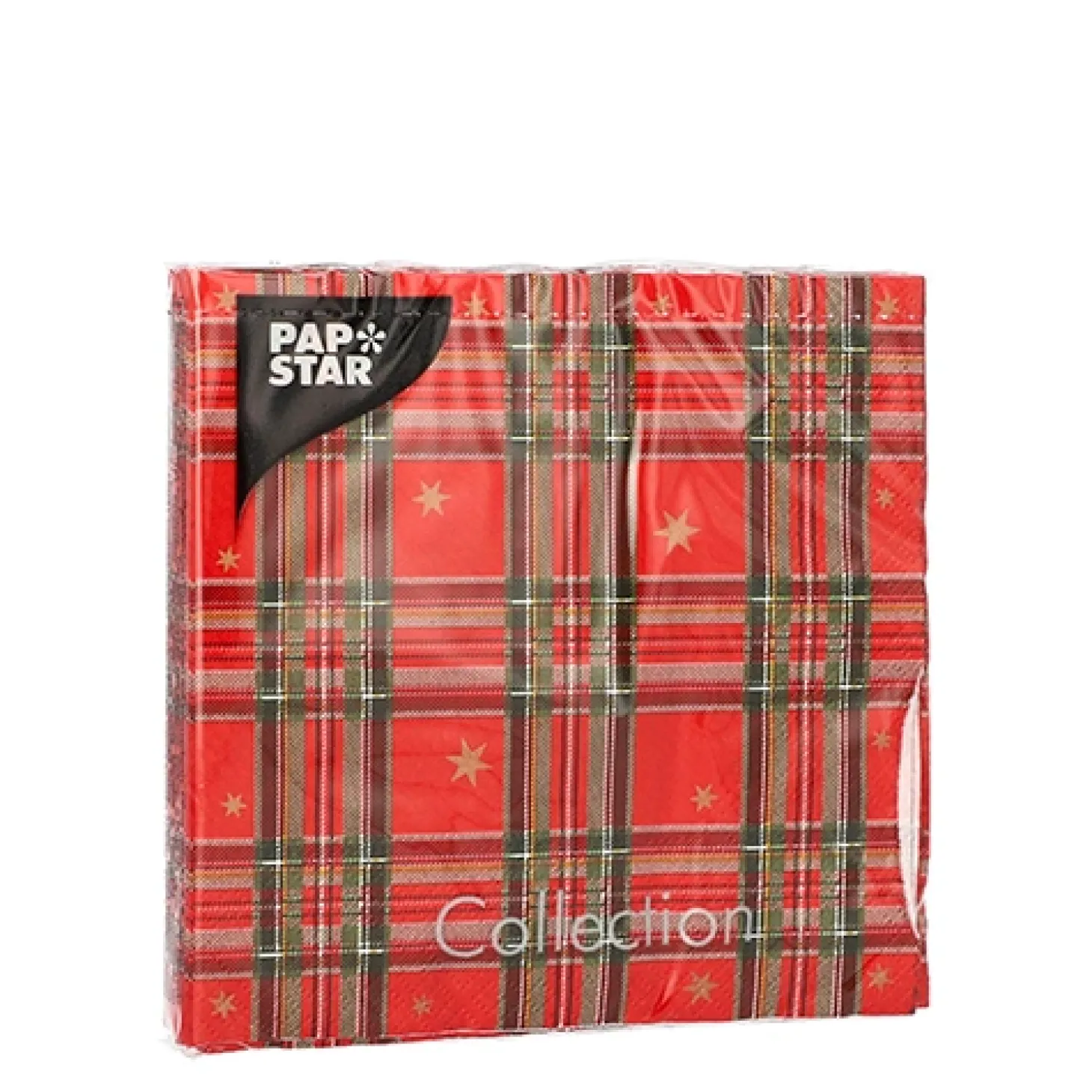 PAPSTAR Servietten, 3-lagig 1/4-Falz 25 cm x 25 cm "Tartan"