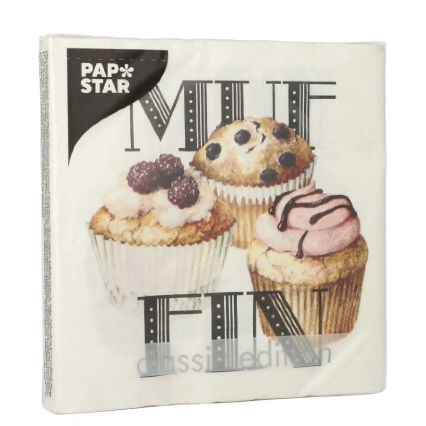 PAPSTAR Servietten, 3-lagig 1/4-Falz 33 cm x 33 cm "Muffin"