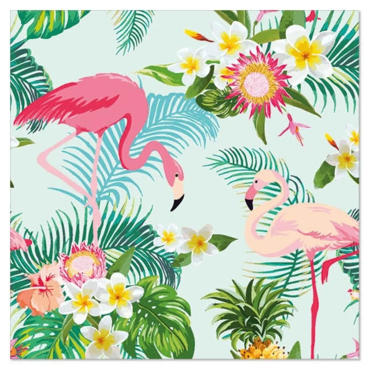 PAPSTAR Servietten, 3-lagig 1/4-Falz 33 cm x 33 cm "Exotic Flamingos"