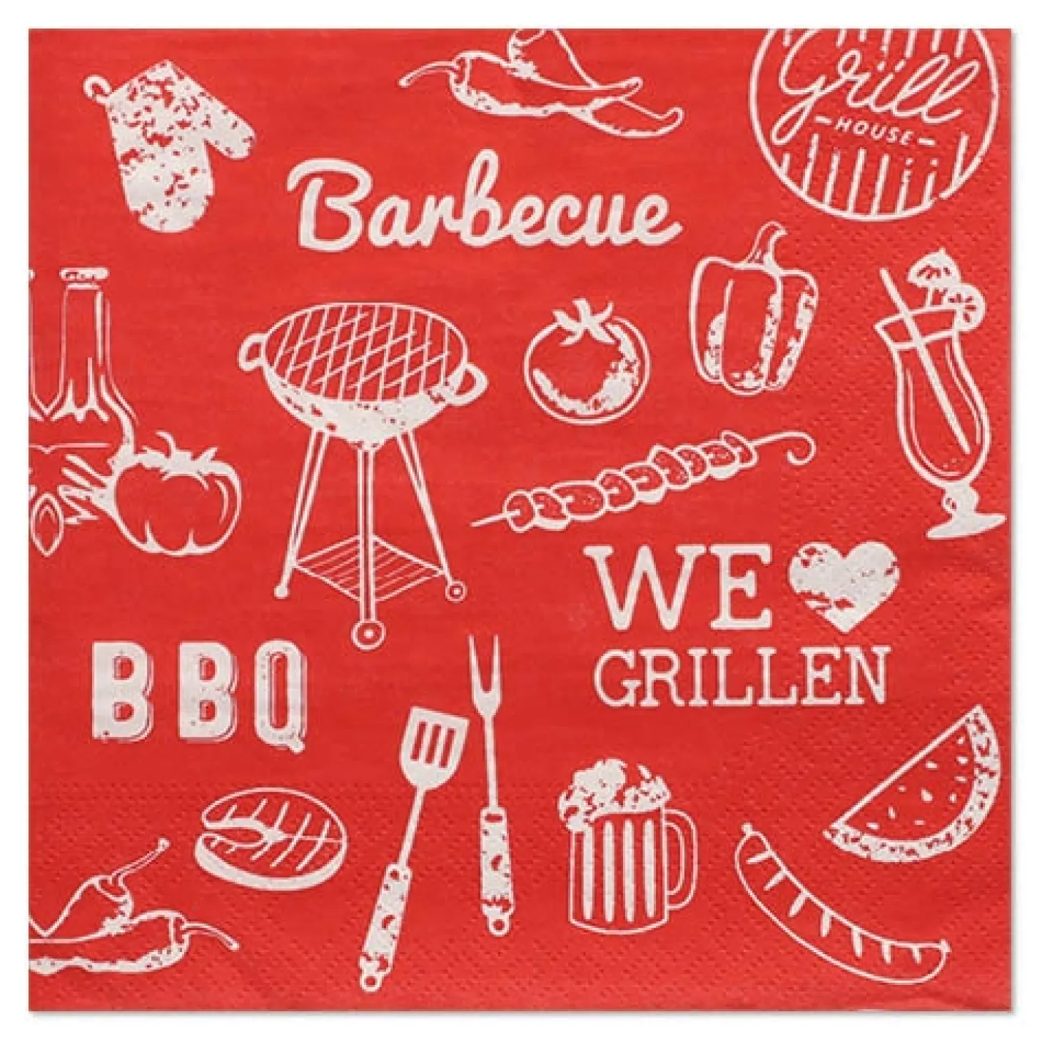 PAPSTAR Servietten, 3-lagig 1/4-Falz 33 cm x 33 cm "BBQ Love"