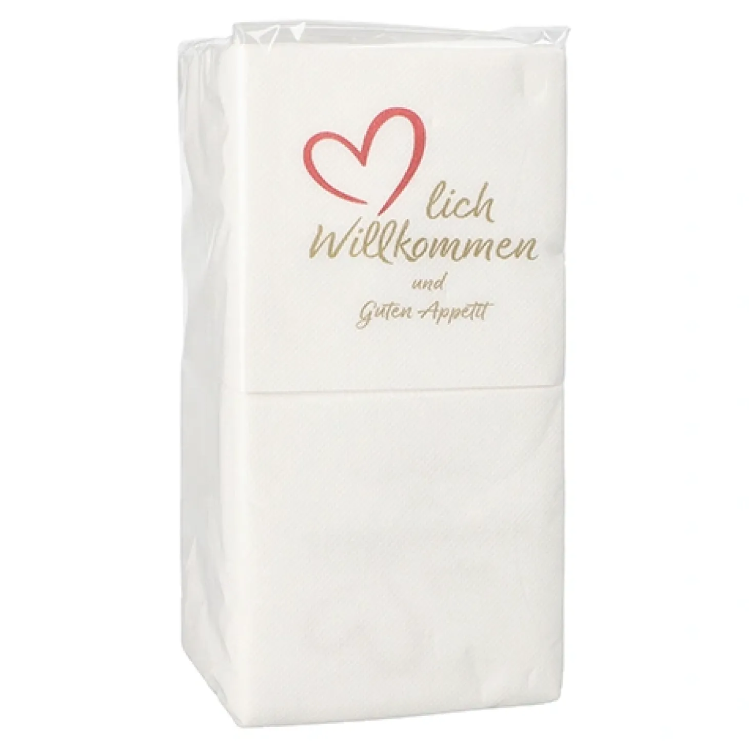 PAPSTAR Servietten, 2-lagig "PUNTO" 1/4-Falz 20 x 20 cm "Herzlich Willkommen & Guten Appetit"
