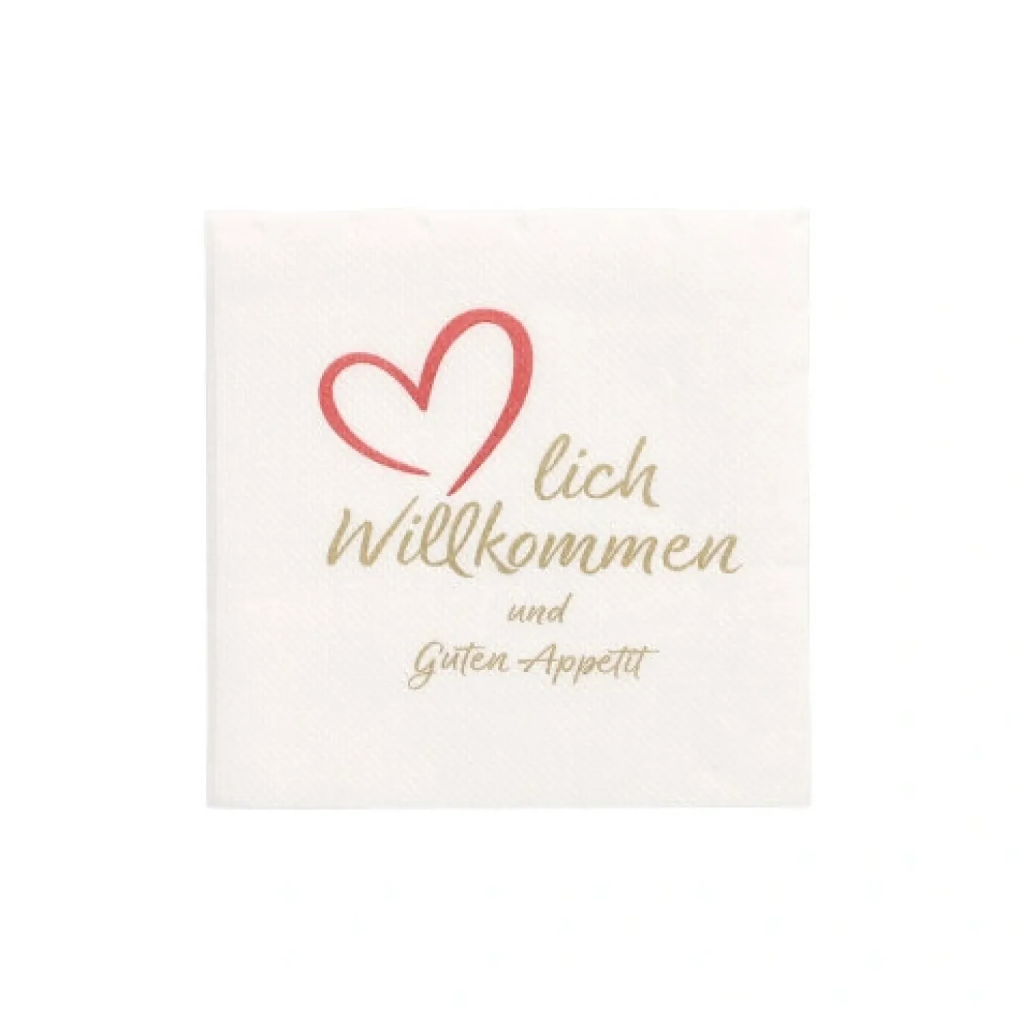 PAPSTAR Servietten, 2-lagig "PUNTO" 1/4-Falz 20 x 20 cm "Herzlich Willkommen & Guten Appetit"