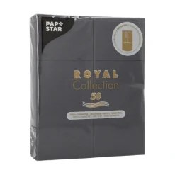 PAPSTAR Servietten "ROYAL Collection" 40 cm x 30 cm schwarz mit Besteckfalz