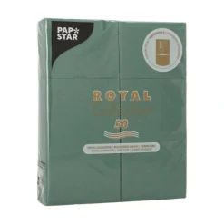 PAPSTAR Servietten "ROYAL Collection" 40 cm x 30 cm dunkelgrün mit Besteckfalz