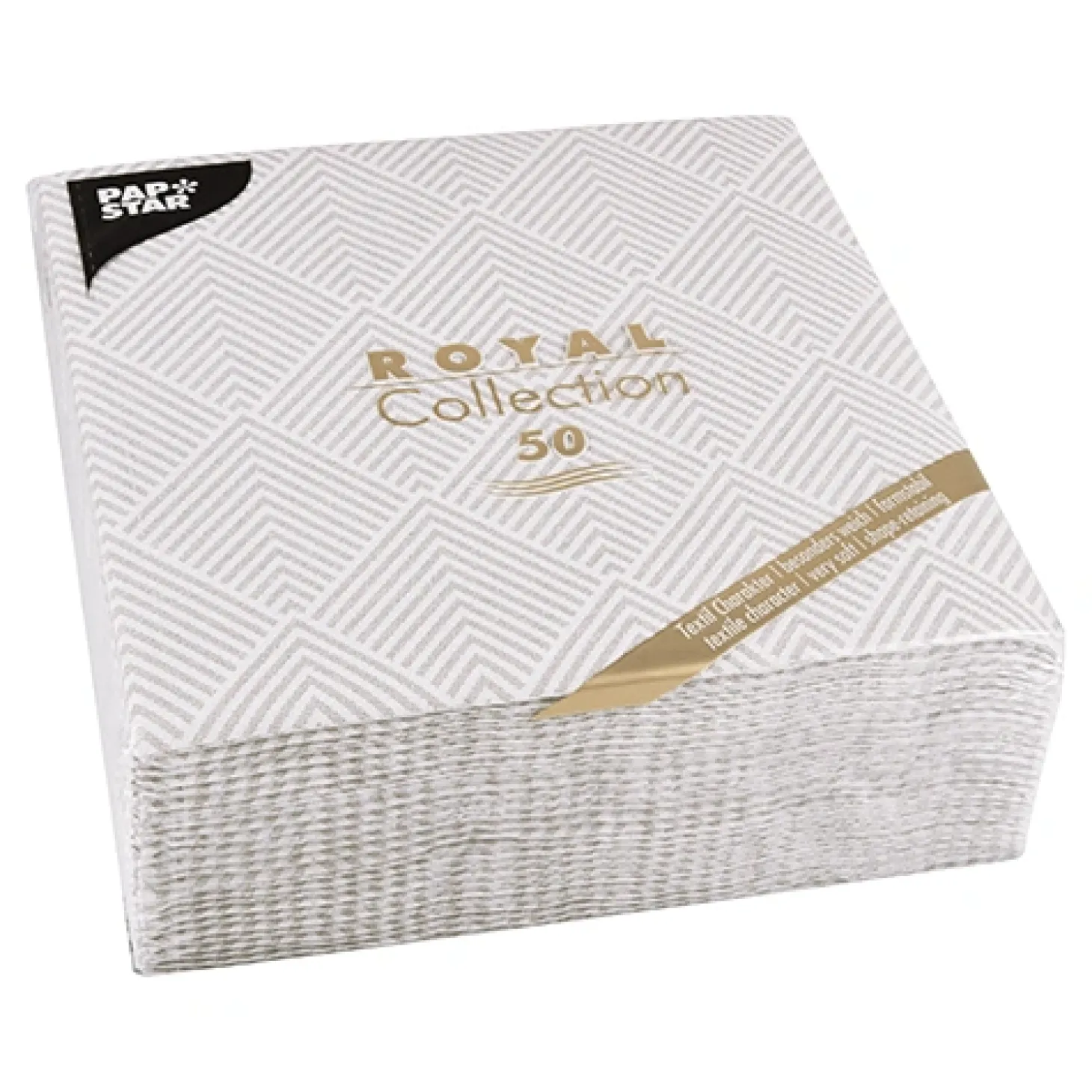 PAPSTAR Servietten "ROYAL Collection" 1/4-Falz 40 cm x 40 cm grau "Elegance"