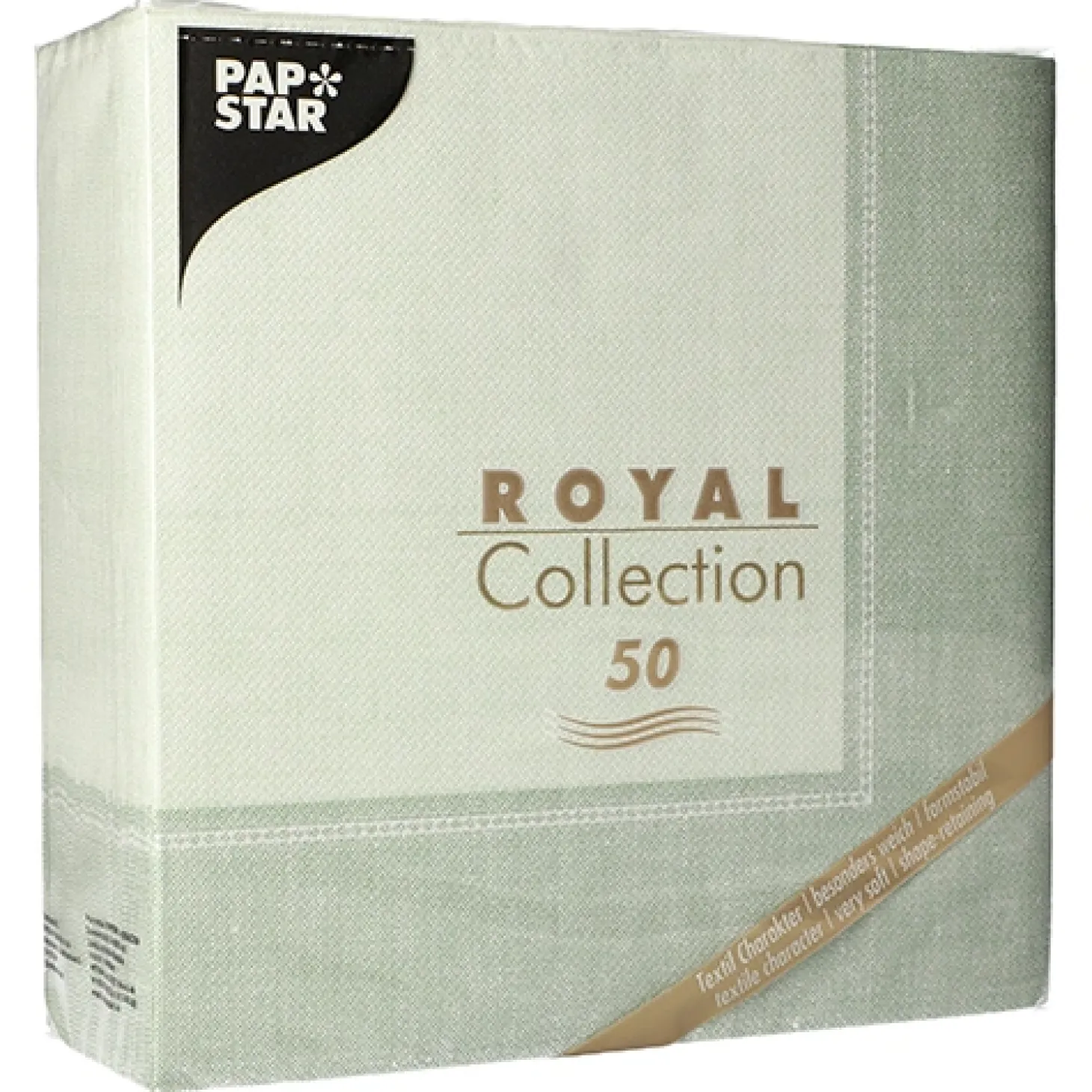 PAPSTAR Servietten "ROYAL Collection" 1/4-Falz 40 cm x 40 cm jadegrün "Linum", 5 x 50 Stück