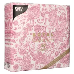 PAPSTAR Servietten "ROYAL Collection" 1/4-Falz 40 cm x 40 cm fuchsia "Paisley", 5 x 50 Stück
