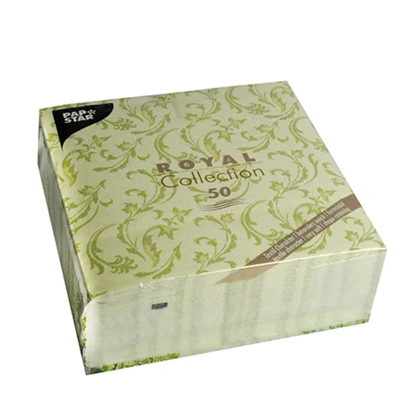 PAPSTAR Servietten "ROYAL Collection" 1/4-Falz 40 cm x 40 cm olivgrün "Damascato"