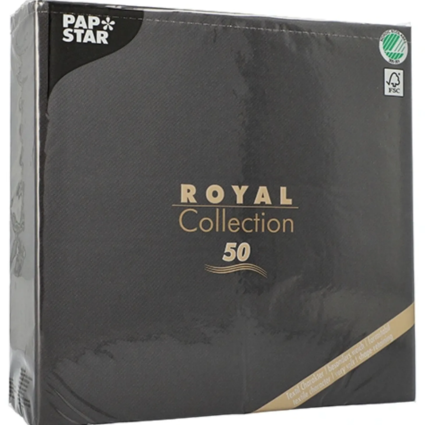 PAPSTAR Servietten "ROYAL Collection" 1/4-Falz 48 cm x 48 cm schwarz
