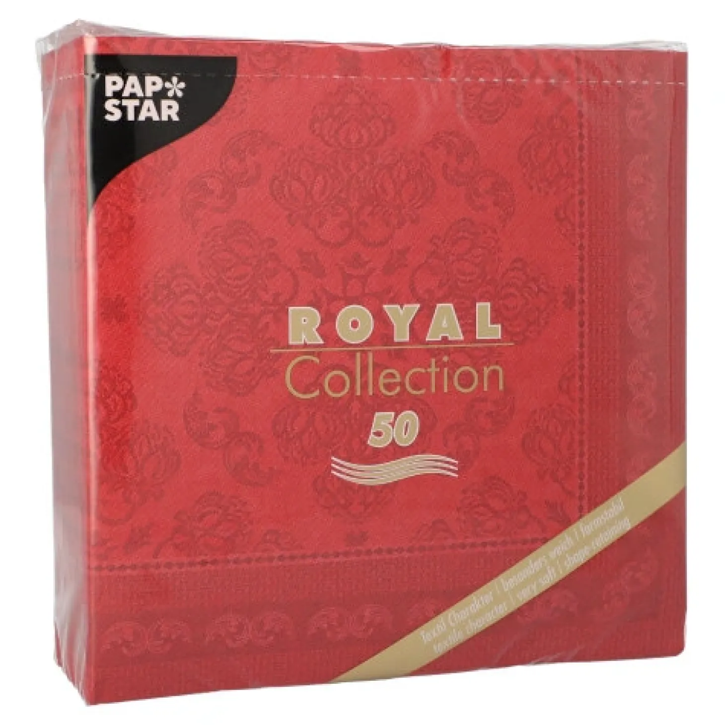 PAPSTAR Servietten "ROYAL Collection" 1/4-Falz 40 cm x 40 cm bordeaux "Arabesque"