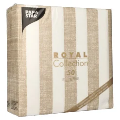 PAPSTAR Servietten "ROYAL Collection" 1/4-Falz 40 cm x 40 cm sand "Lines", 5 x 50 Stück