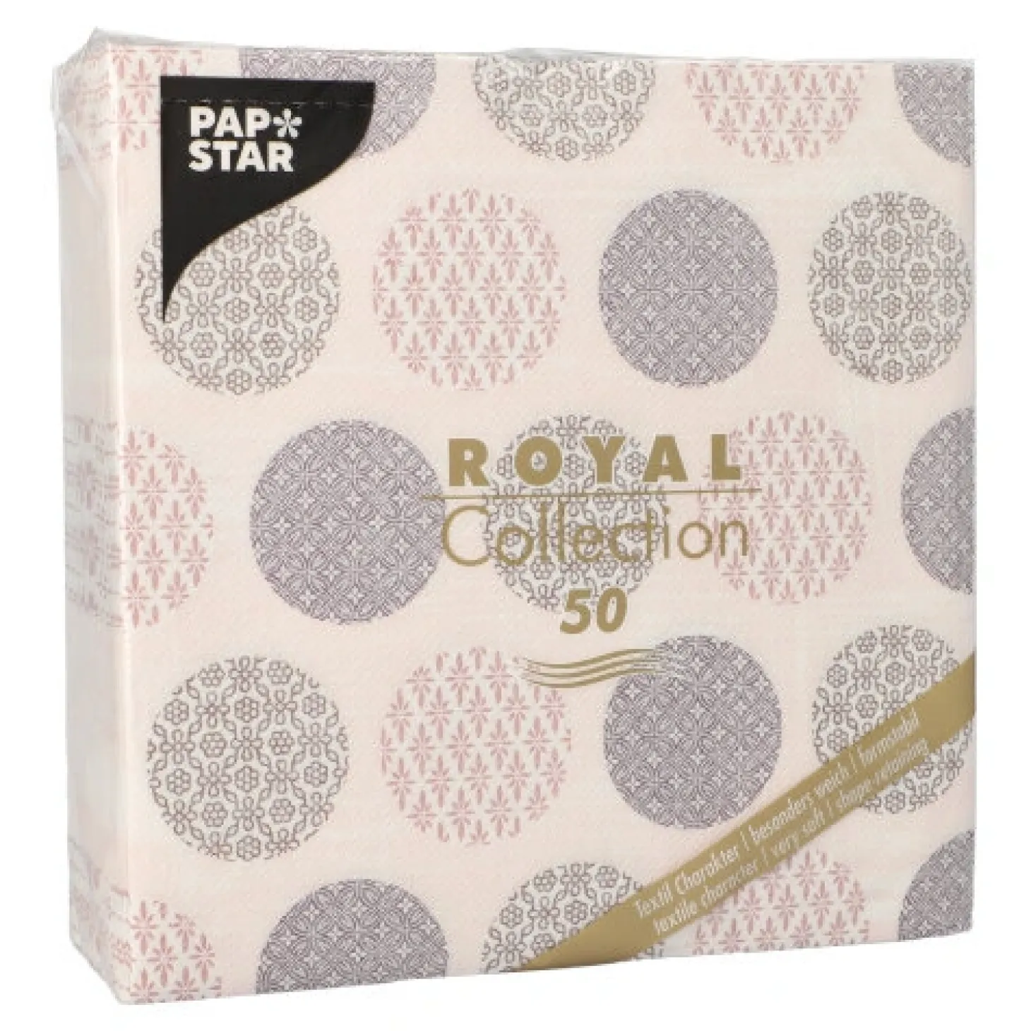 PAPSTAR Servietten "ROYAL Collection" 1/4-Falz 40 cm x 40 cm rosa "Rococo"