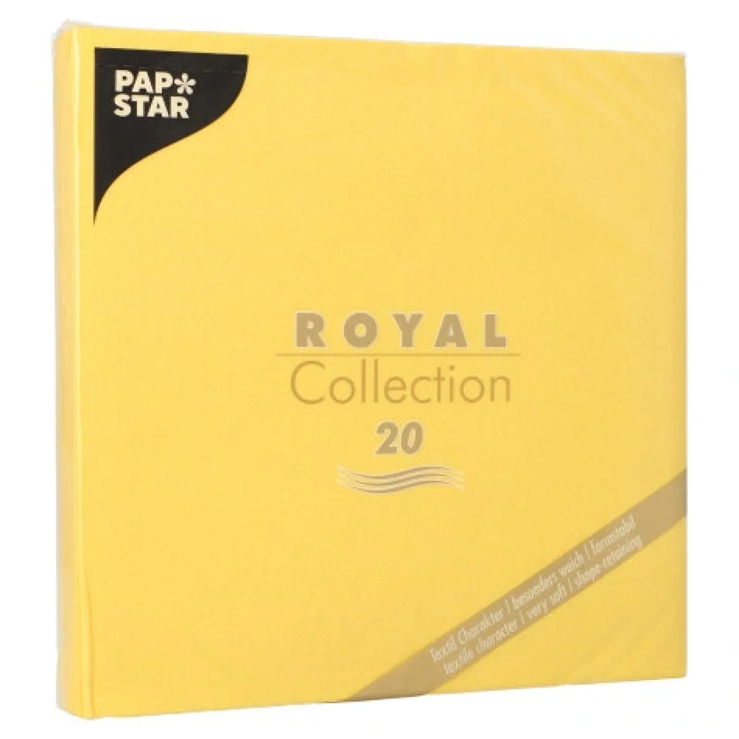 PAPSTAR Servietten "ROYAL Collection" 1/4-Falz 40 cm x 40 cm gelb, 8 x 20 Stück