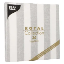 PAPSTAR Servietten "ROYAL Collection" 1/4-Falz 40 cm x 40 cm grau "Lines", 8 x 20 Stück
