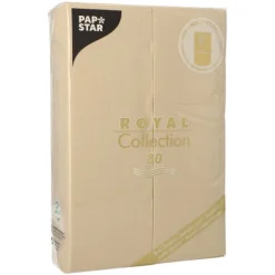 PAPSTAR Servietten "ROYAL Collection" 48 cm x 30 cm sand mit Besteckfalz