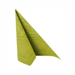 PAPSTAR Servietten "ROYAL Collection" 1/4-Falz 40 cm x 40 cm olivgrün "Ornaments", 8 x 20 Stück