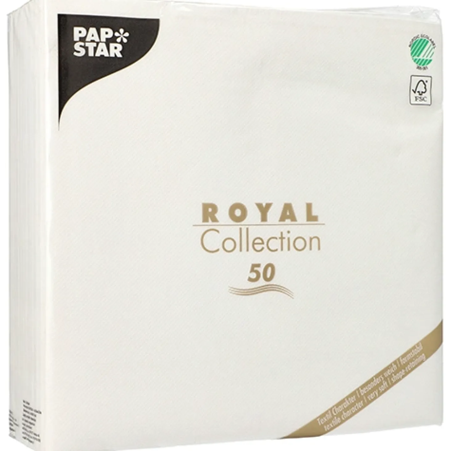 PAPSTAR Servietten "ROYAL Collection" 1/4-Falz 48 cm x 48 cm weiß