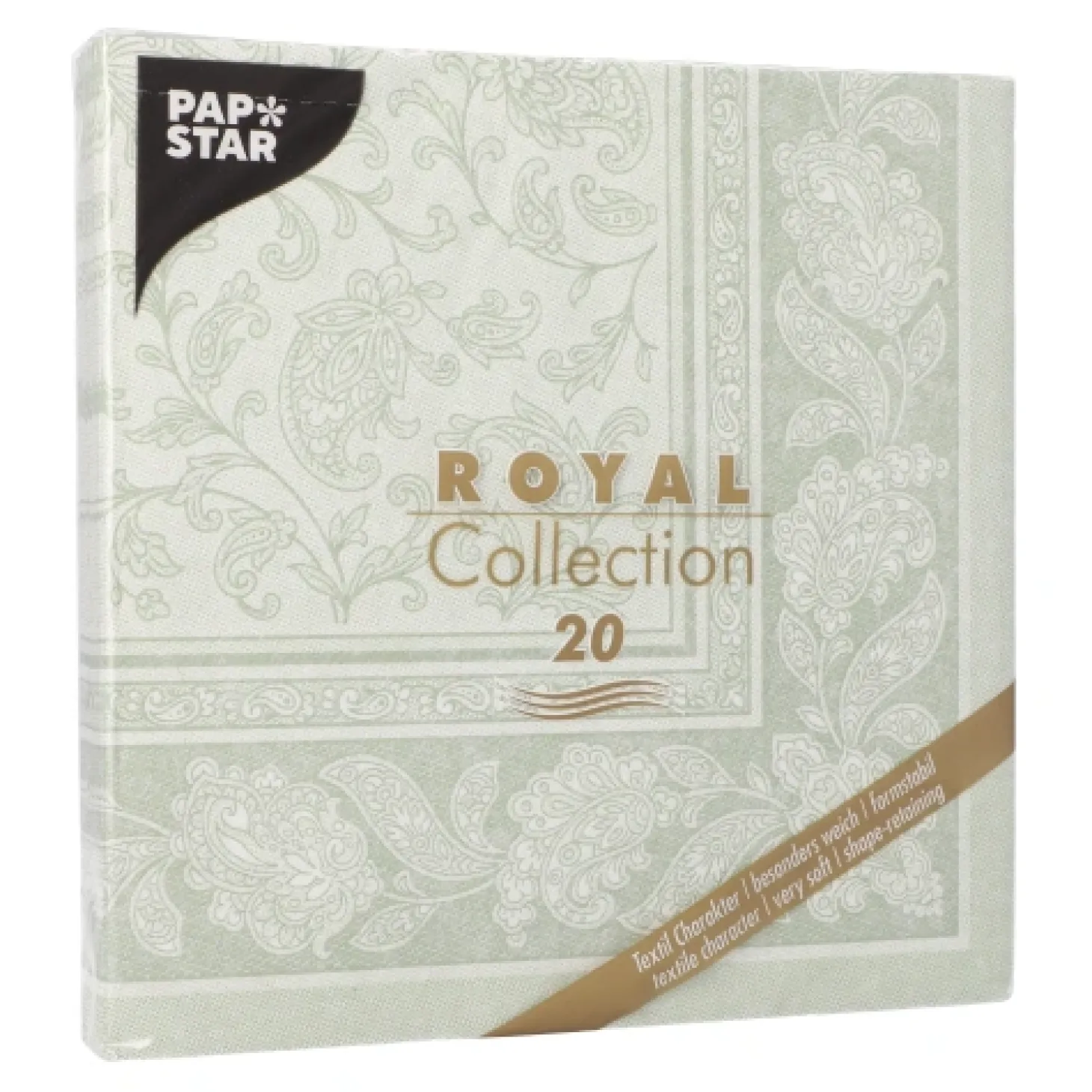 PAPSTAR Servietten "ROYAL Collection" 1/4-Falz 40 cm x 40 cm jadegrün "Ornaments", 8 x 20 Stück