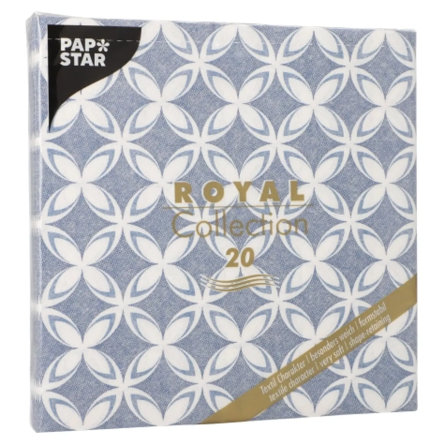PAPSTAR Servietten "ROYAL Collection" 1/4-Falz 40 cm x 40 cm "Delft", 8 x 20 Stück