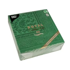 PAPSTAR Servietten "ROYAL Collection" 1/4-Falz 40 cm x 40 cm dunkelgrün "Ornaments", 5 x 50 Stück