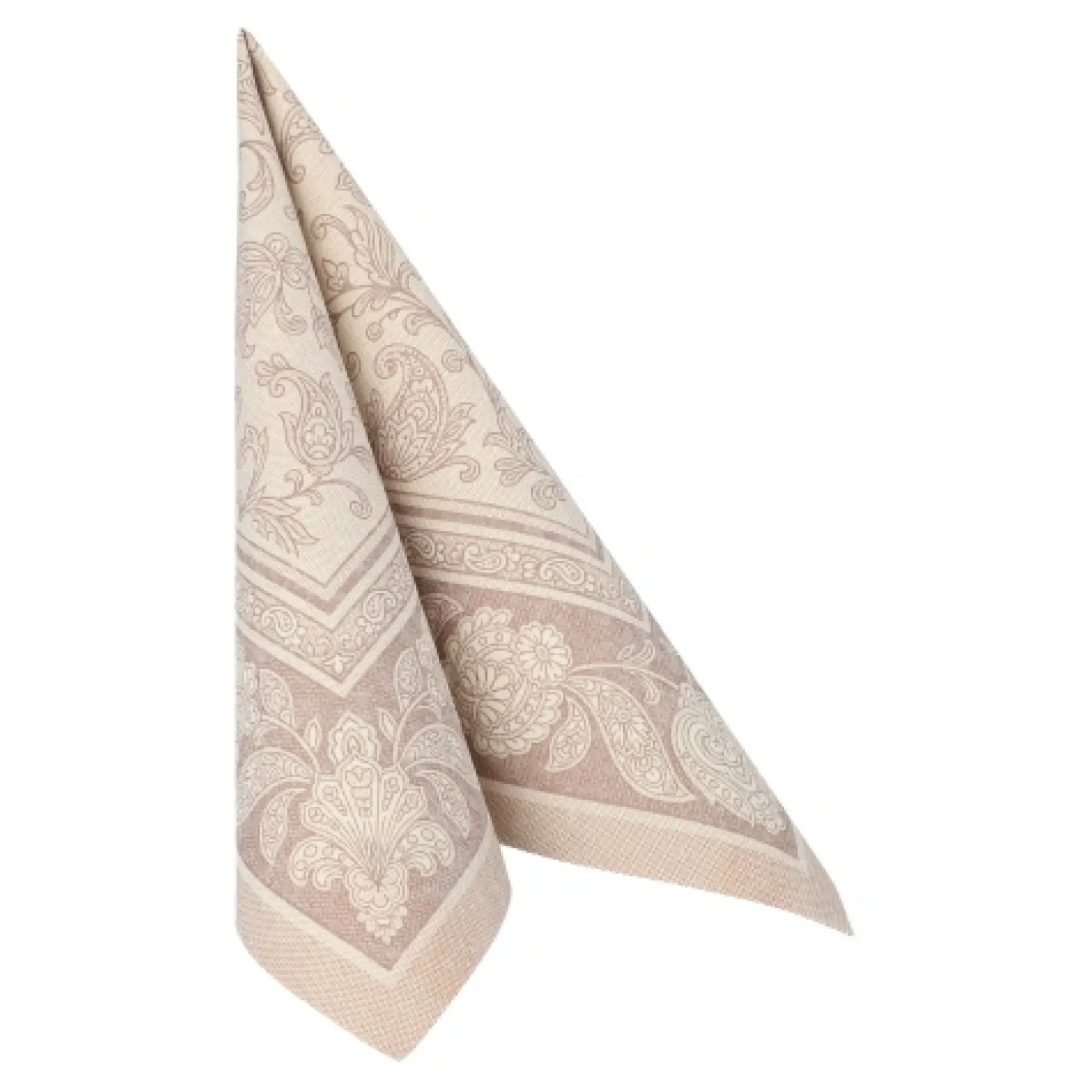 PAPSTAR Servietten "ROYAL Collection" 1/4-Falz 40 cm x 40 cm mocca "Ornaments", 8 x 20 Stück