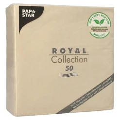 PAPSTAR Servietten "ROYAL Collection" 1/4-Falz 40 cm x 40 cm sand in Papierverpackung