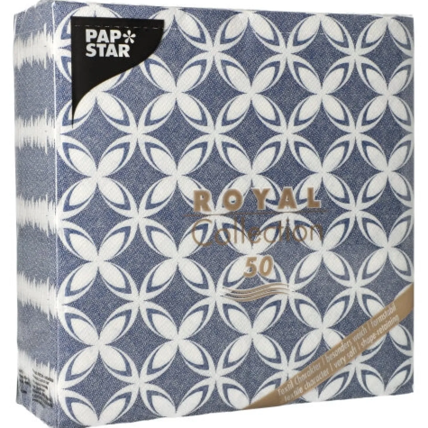 PAPSTAR Servietten "ROYAL Collection" 1/4-Falz 40 cm x 40 cm "Delft", 5 x 50 Stück