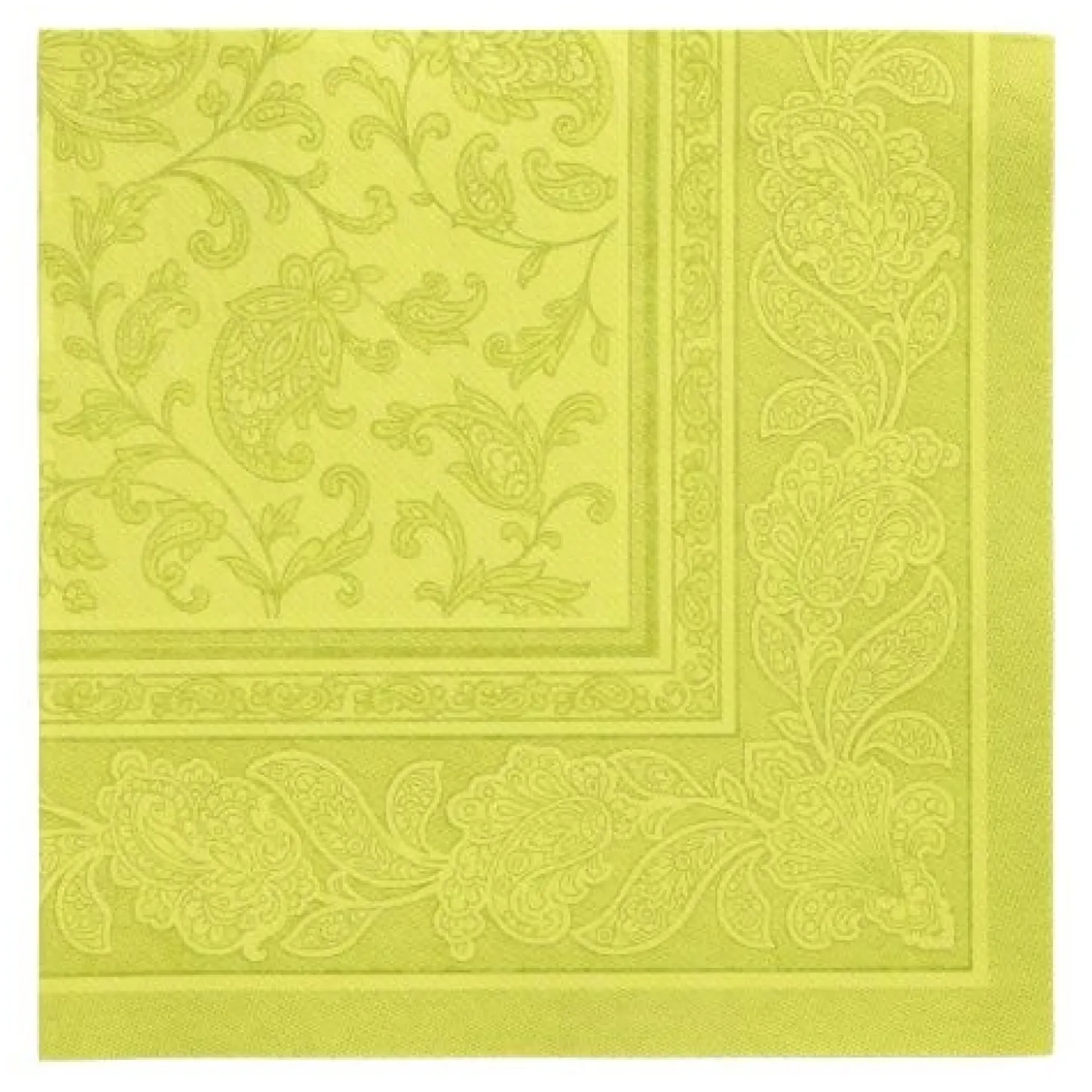 PAPSTAR Servietten "ROYAL Collection" 1/4-Falz 40 cm x 40 cm limonengrün "Ornaments", 8 x 20 Stück