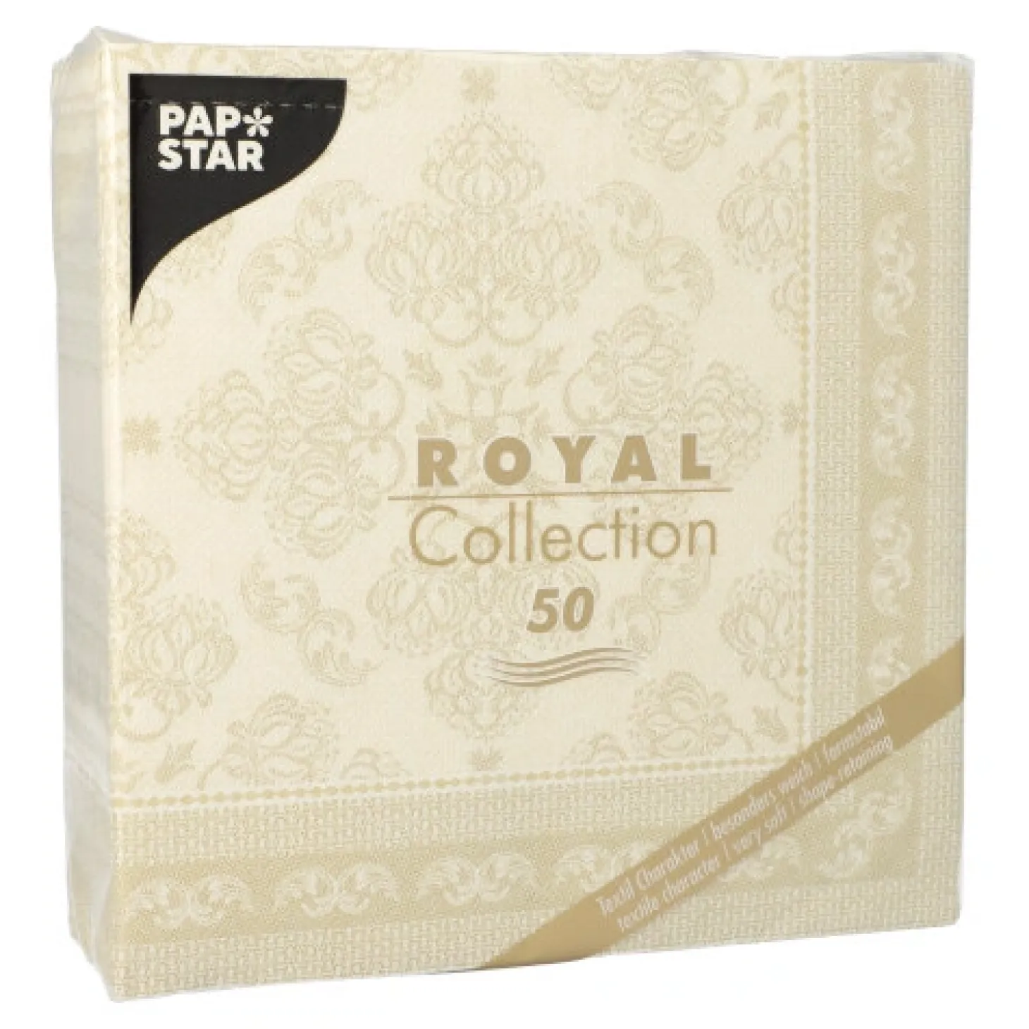 PAPSTAR Servietten "ROYAL Collection" 1/4-Falz 40 cm x 40 cm champagner "Arabesque"
