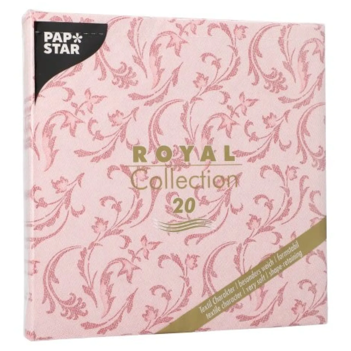 PAPSTAR Servietten "ROYAL Collection" 1/4-Falz 40 cm x 40 cm bordeaux "Damascato", 8 x 20 Stück