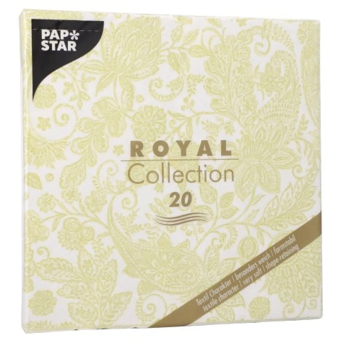 PAPSTAR Servietten "ROYAL Collection" 1/4-Falz 40 cm x 40 cm limonengrün "Paisley", 8 x 20 Stück