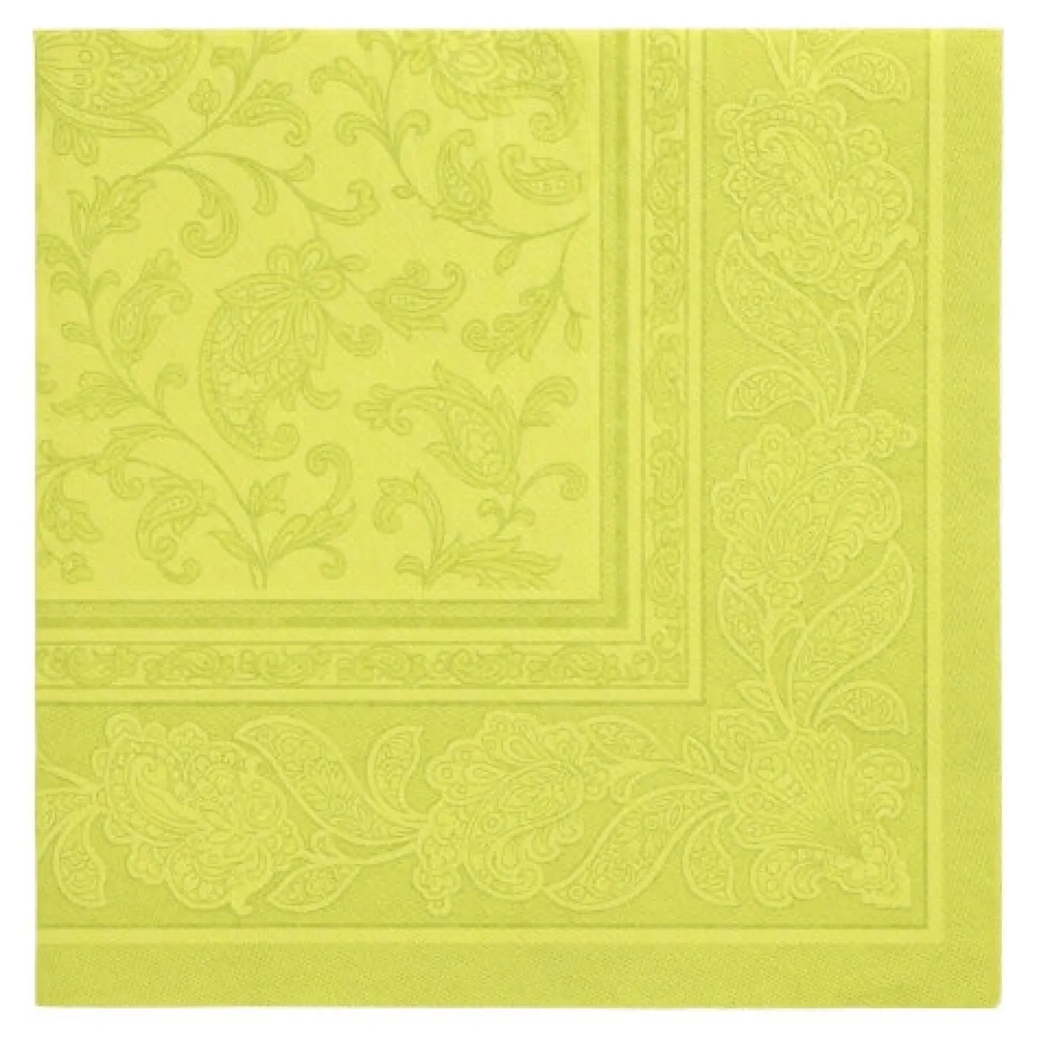 PAPSTAR Servietten "ROYAL Collection" 1/4-Falz 40 cm x 40 cm limonengrün "Ornaments", 5 x 50 Stück