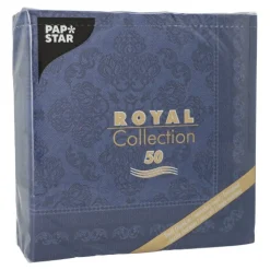 PAPSTAR Servietten "ROYAL Collection" 1/4-Falz 40 cm x 40 cm dunkelblau "Arabesque"