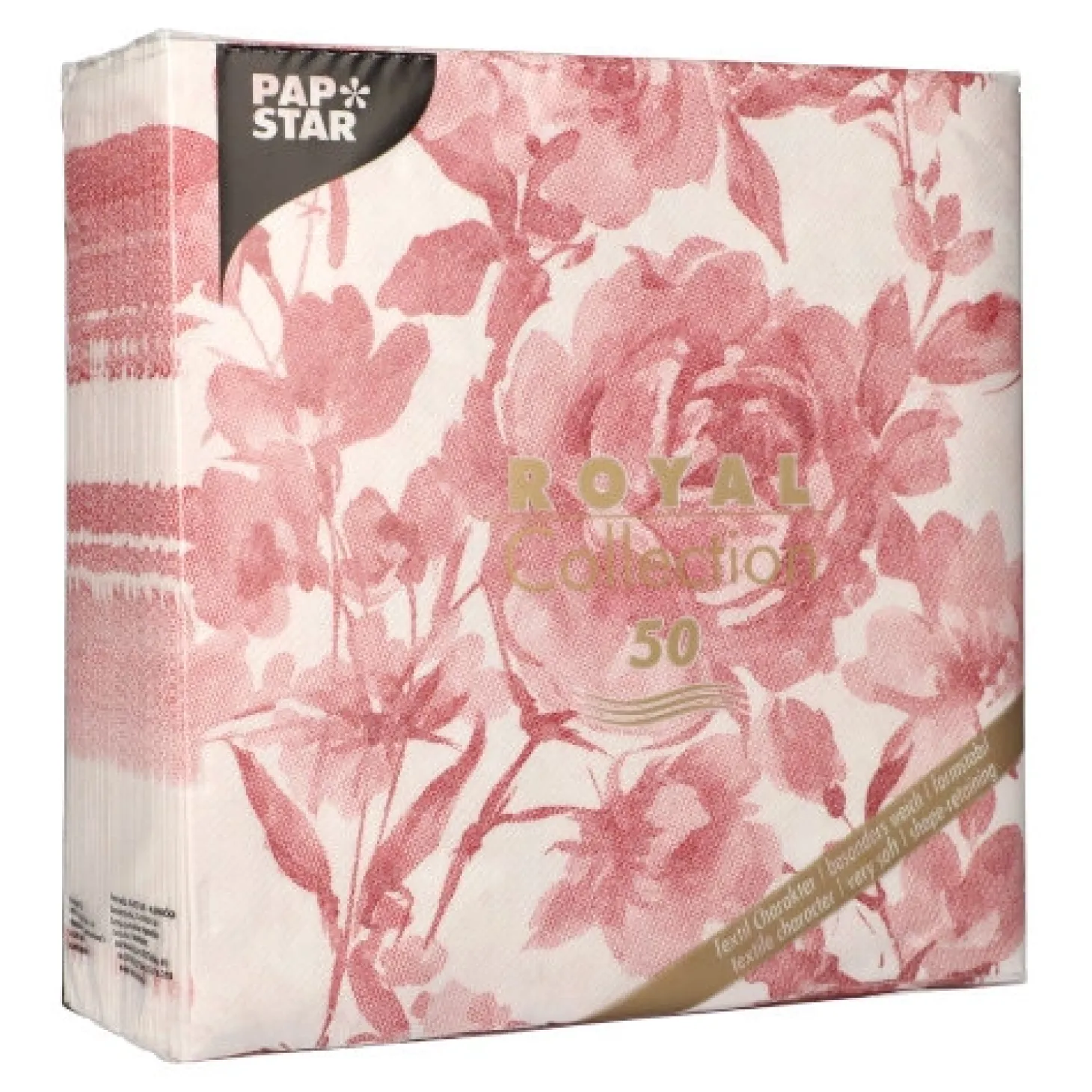 PAPSTAR Servietten "ROYAL Collection" 1/4-Falz 40 cm x 40 cm bordeaux "Rose"