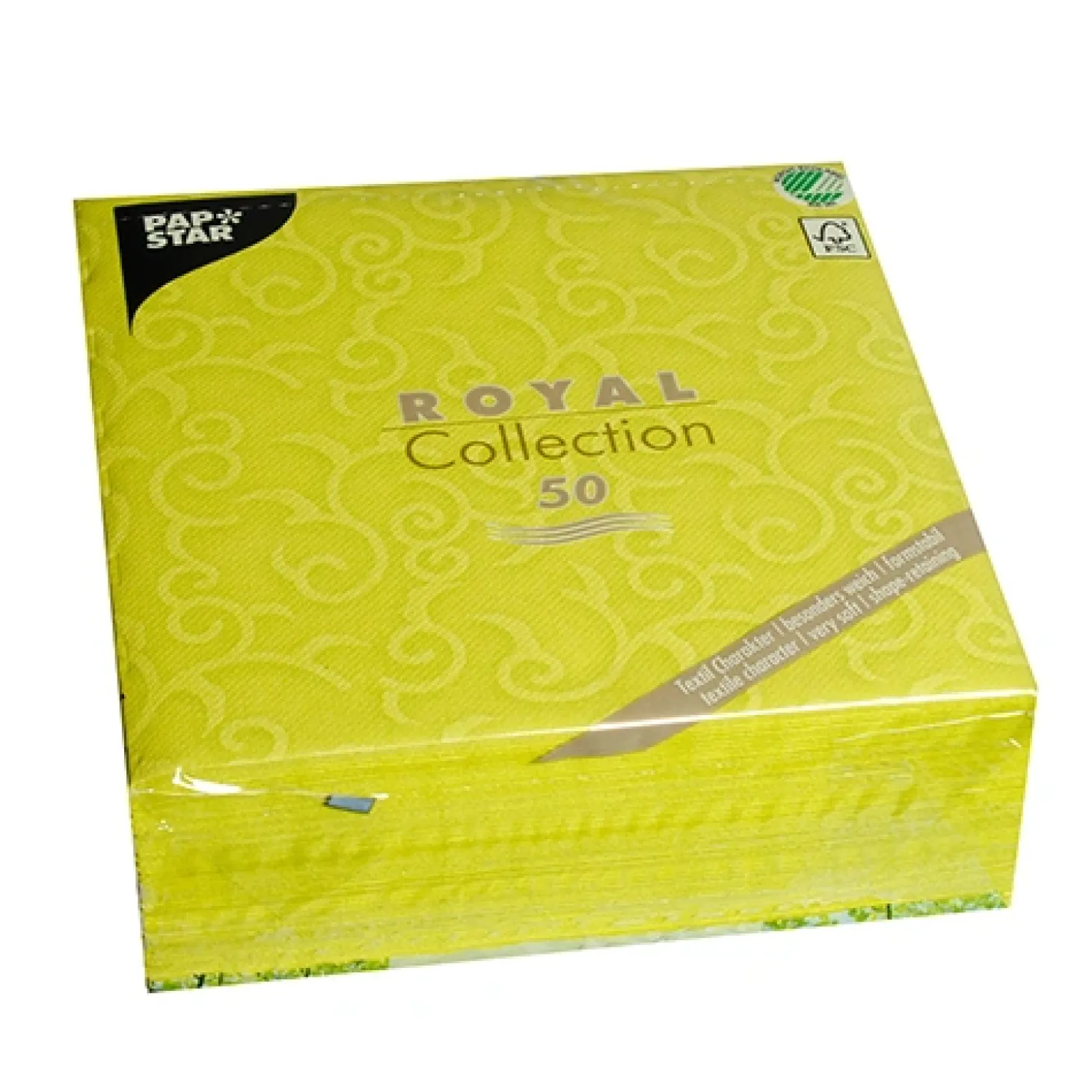 PAPSTAR Servietten "ROYAL Collection" 1/4-Falz 40 cm x 40 cm limonengrün "Casali"