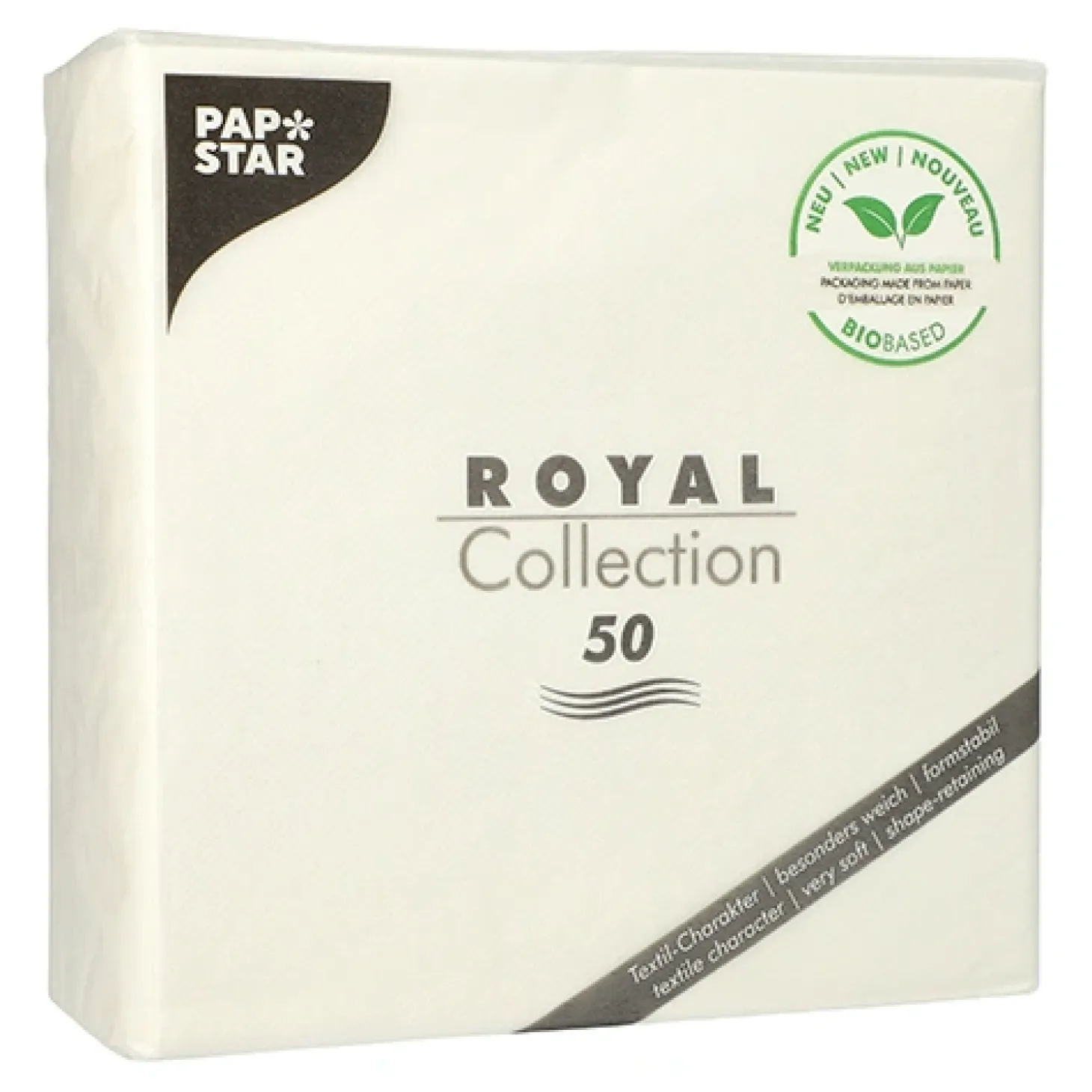 PAPSTAR Servietten "ROYAL Collection" 1/4-Falz 40 cm x 40 cm weiß in Papierverpackung