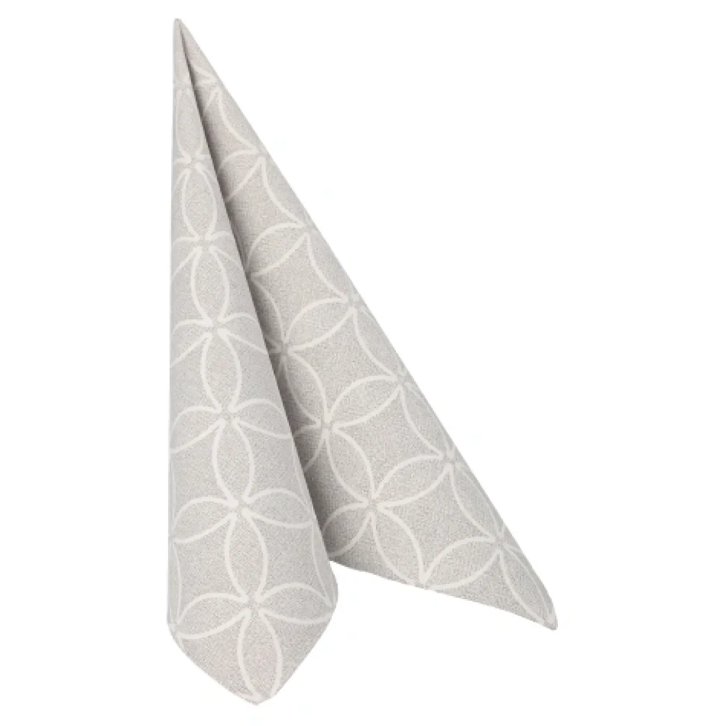PAPSTAR Servietten "ROYAL Collection" 1/4-Falz 40 cm x 40 cm grau "Circle Flowers", 8 x 20 Stück