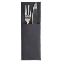 PAPSTAR Servietten "ROYAL Collection" 48 cm x 30 cm schwarz mit Besteckfalz