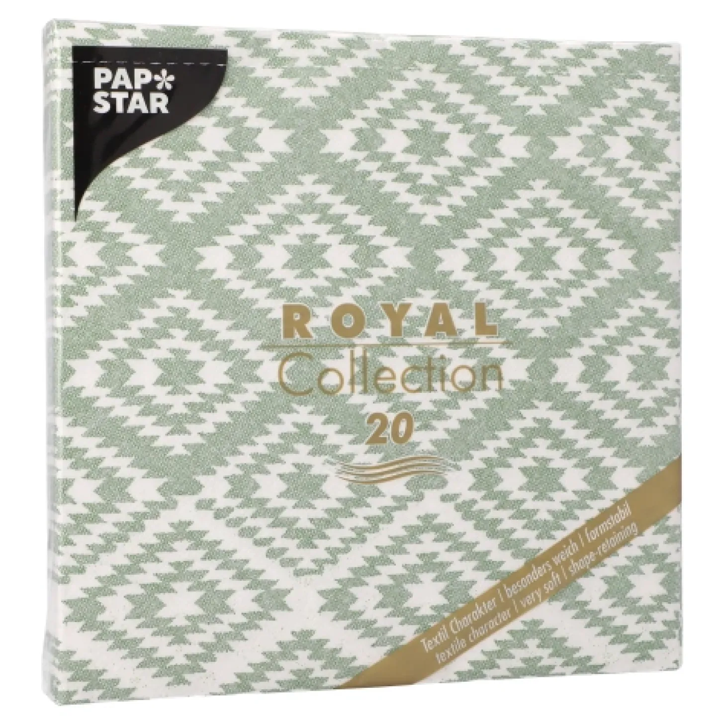 PAPSTAR Servietten "ROYAL Collection" 1/4-Falz 40 cm x 40 cm dunkelgrün "Ethnic Look"