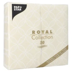 PAPSTAR Servietten "ROYAL Collection" 1/8-Falz 40 cm x 40 cm champagner "Circle Flowers"